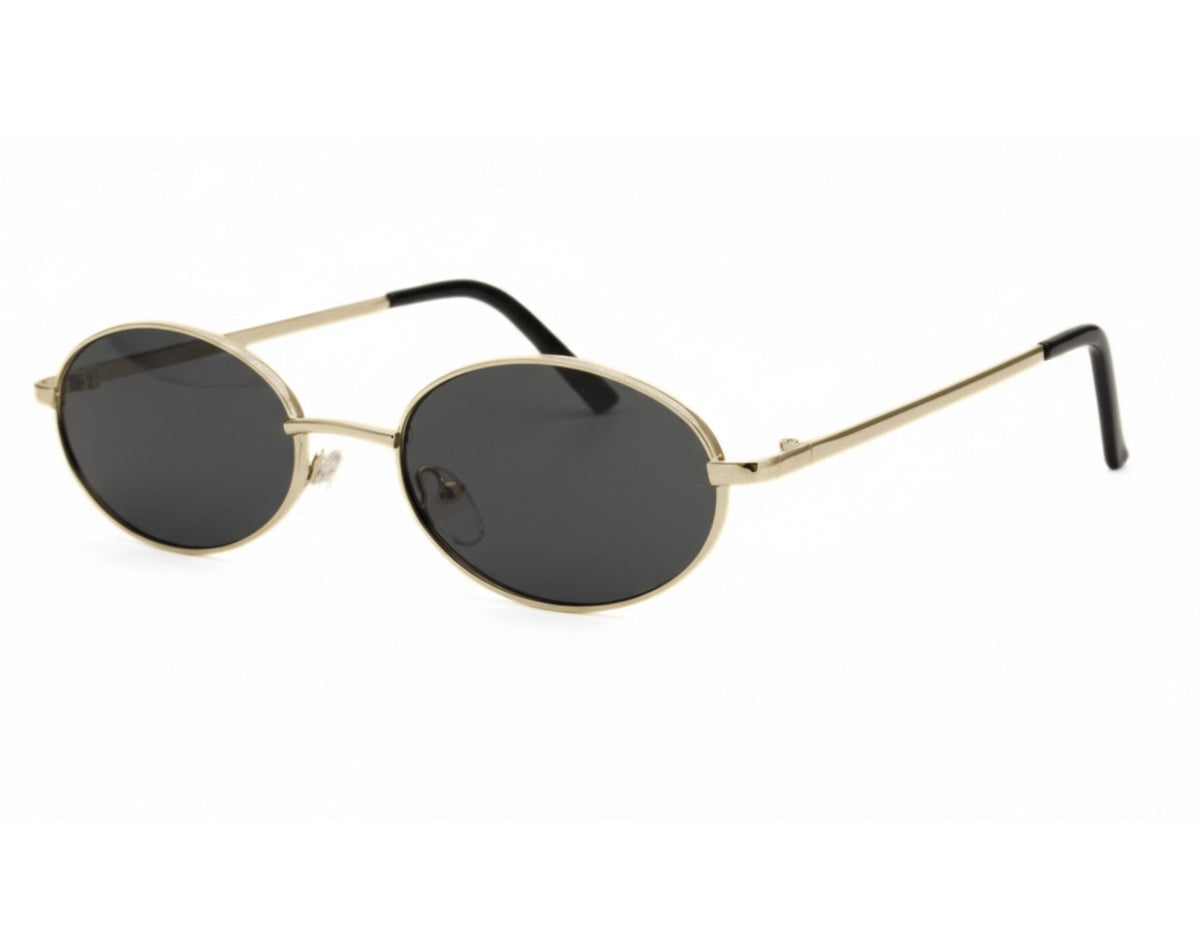 Slim Oval Metal Sunglasses in Silver / Smoke