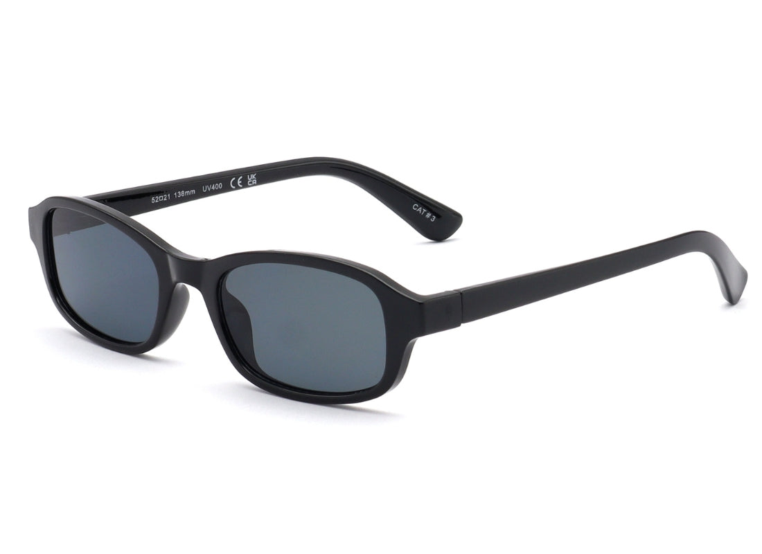 Slim Oval Black Sunglasses – Minimal Y2K Retro Fashion Shade